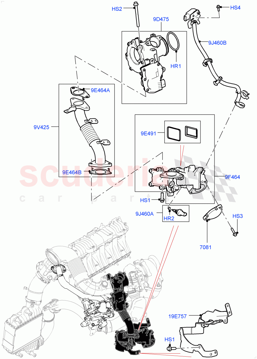 Exhaust Gas Recirculation (Low Pressure EGR) (2.0L AJ20D4 Diesel Mid PTA, Euro Stage 4 Emissions, Halewood (UK)) of Land Rover Land Rover Range Rover Evoque (2019+) [2.0 Turbo Diesel]