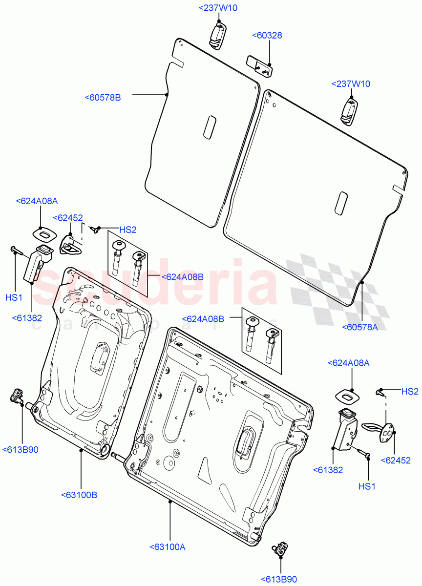 Rear Seat Back(3 Door,Halewood (UK),With 2 Rear Small Individual Seats,With 2 Individual Second Row Seats) of Land Rover Land Rover Range Rover Evoque (2012-2018) [2.0 Turbo Petrol GTDI]