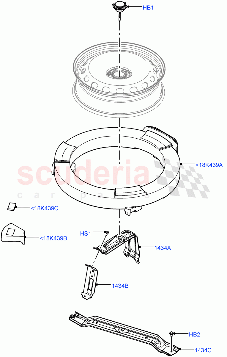 Spare Wheel Carrier(Less Electric Engine Battery,Electric Engine Battery-MHEV)((V)FROMMA000001) of Land Rover Land Rover Range Rover Velar (2017+) [3.0 Diesel 24V DOHC TC]