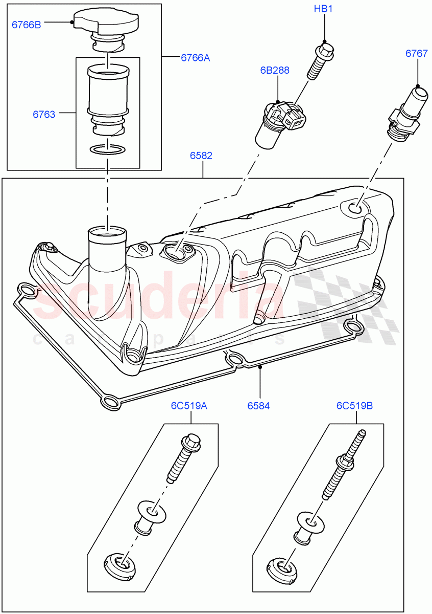 Cylinder Head Cover(Cologne V6 4.0 EFI (SOHC))((V)FROMAA000001) of Land Rover Land Rover Discovery 4 (2010-2016) [4.0 Petrol V6]