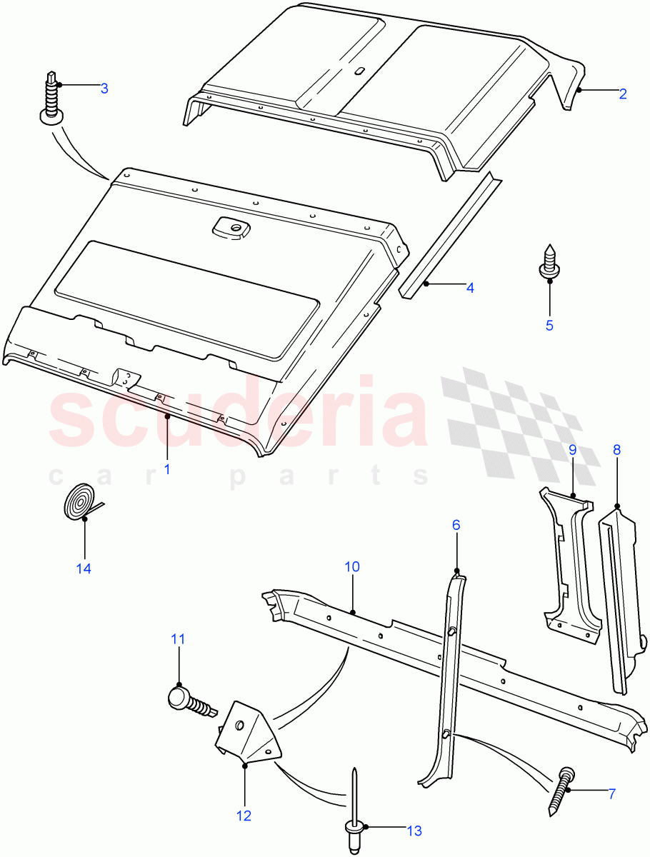 Roof Trim(Crew Cab Pick Up,110" Wheelbase,Chassis Crew Cab,130" Wheelbase,Crew Cab HCPU)((V)FROM7A000001) of Land Rover Land Rover Defender (2007-2016)