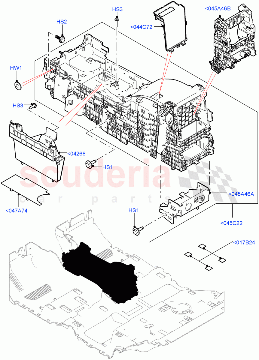 Console - Floor(Front, For Carrier Assy, Internal Components)(Standard Wheelbase) of Land Rover Land Rover Range Rover (2012-2021) [2.0 Turbo Petrol AJ200P]