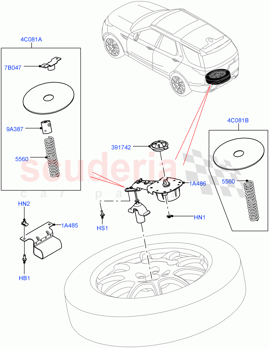 Spare Wheel Carrier(Solihull Plant Build)((V)FROMHA000001) of Land Rover Land Rover Discovery 5 (2017+) [2.0 Turbo Petrol AJ200P]