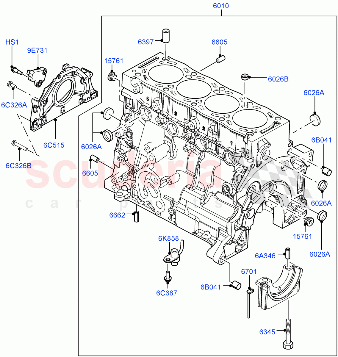 Cylinder Block And Plugs (2.2L DOHC EFI TC DW12, 2.2L CR DI 16V Diesel) of Land Rover Land Rover Range Rover Evoque (2012-2018) [2.2 Single Turbo Diesel]