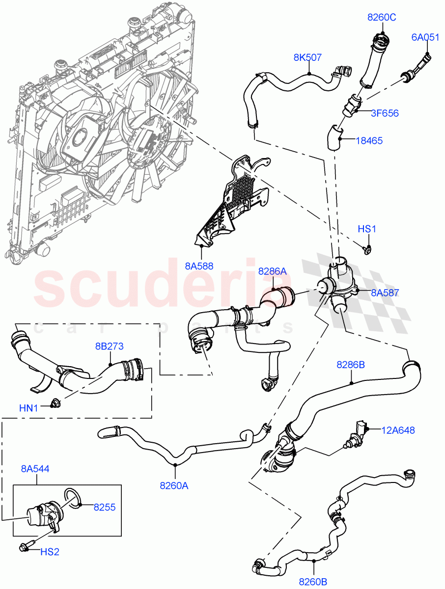 Thermostat/Housing & Related Parts (Solihull Plant Build) (3.0 V6 D Gen2 Mono Turbo, Immersion Heater - 700W / 110V, Active Tranmission Warming) ((V) FROMKA000001) of Land Rover Land Rover Range Rover Sport (2014+) [3.0 Diesel 24V DOHC TC]