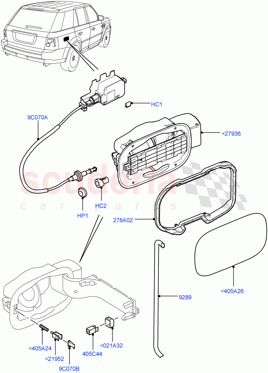 Fuel Tank Filler Door And Controls((V)FROMAA000001) of Land Rover Land Rover Range Rover Sport (2010-2013) [5.0 OHC SGDI NA V8 Petrol]