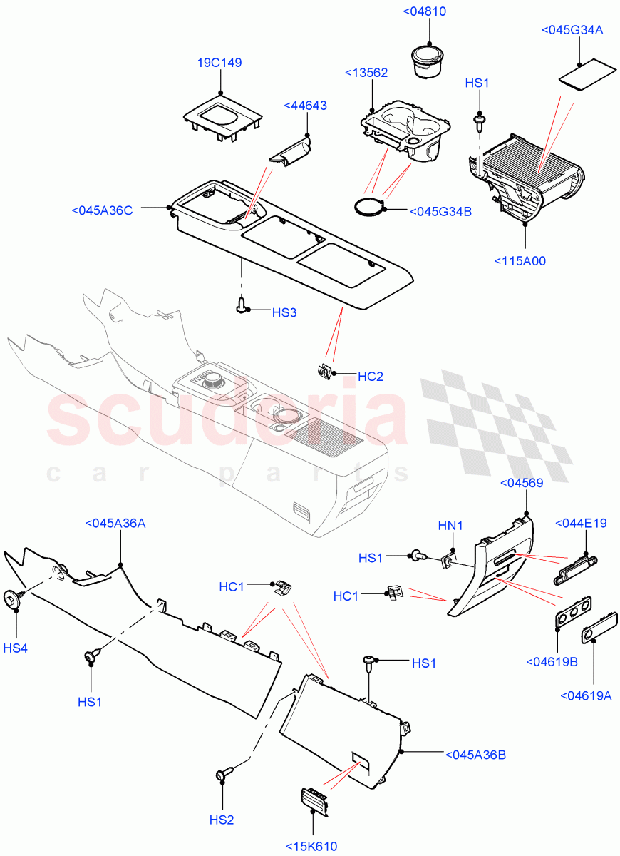 Console - Floor (External Components) (Halewood (UK), Low Line Cubby Box) ((V) TOKH999999) of Land Rover Land Rover Discovery Sport (2015+) [2.2 Single Turbo Diesel]