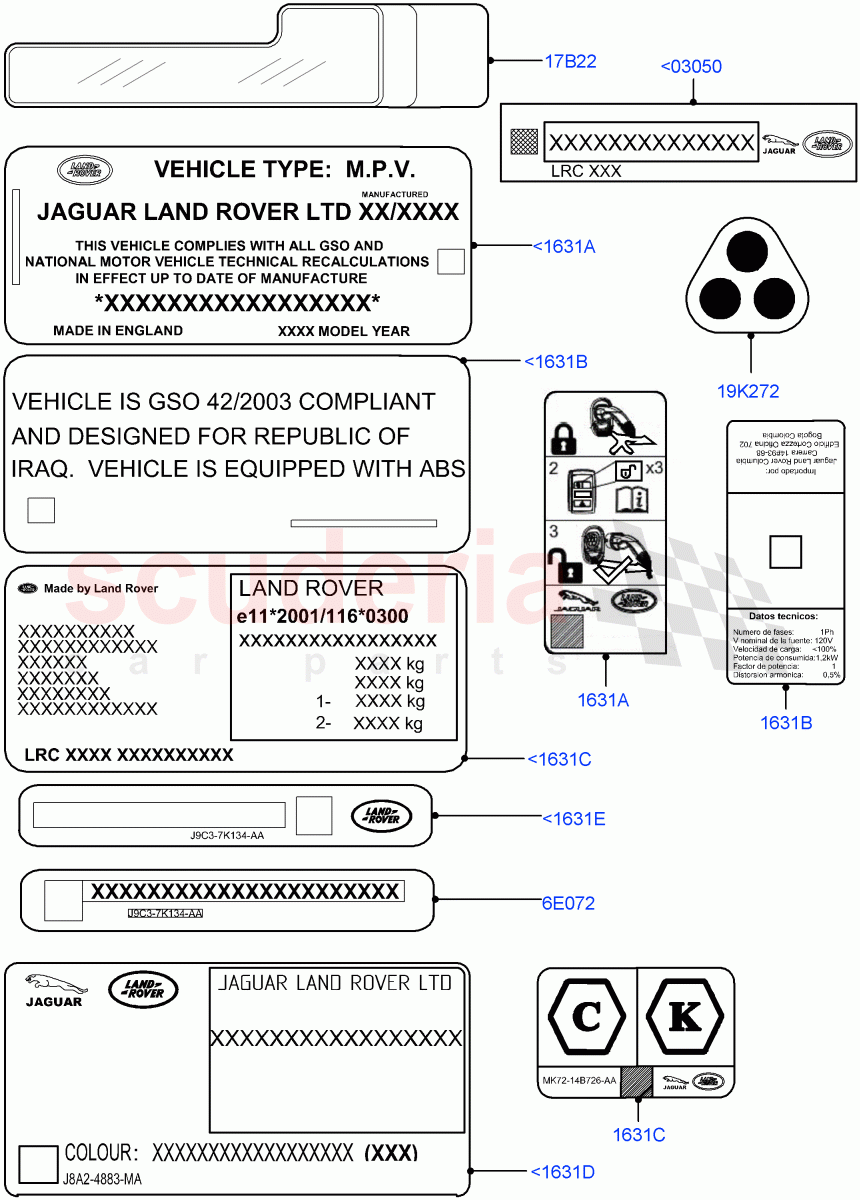 Labels (Information) (Halewood (UK)) of Land Rover Land Rover Range Rover Evoque (2019+) [1.5 I3 Turbo Petrol AJ20P3]