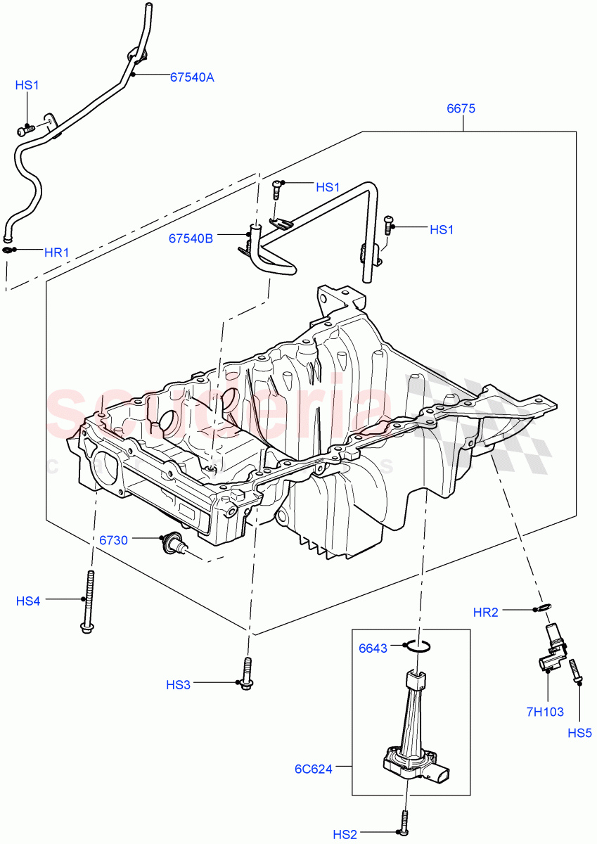 Oil Pan/Oil Level Indicator(5.0L OHC SGDI SC V8 Petrol - AJ133)((V)FROMAA000001) of Land Rover Land Rover Range Rover Sport (2010-2013) [5.0 OHC SGDI SC V8 Petrol]