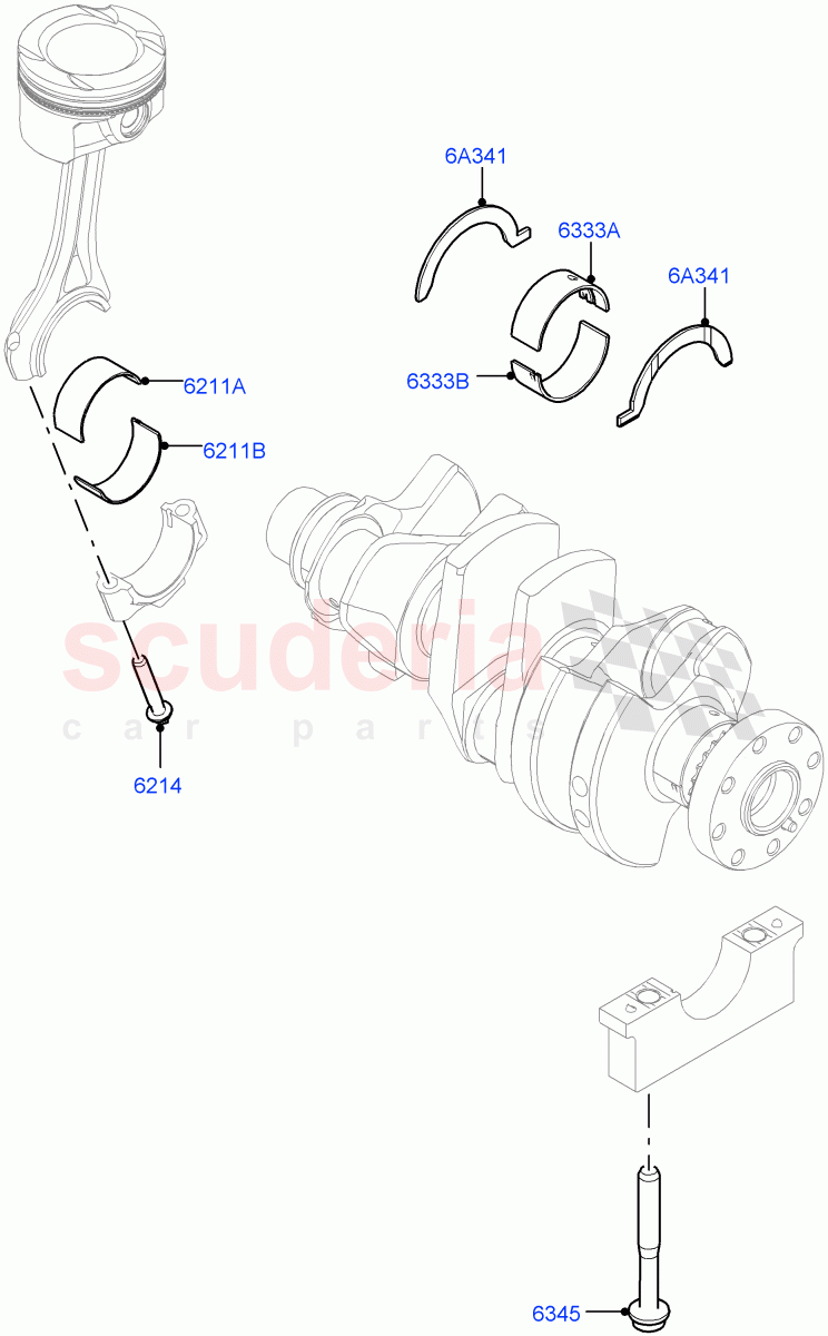 Crankshaft/Pistons And Bearings(1.5L AJ20P3 Petrol High,Changsu (China),1.5L AJ20P3 Petrol High PHEV) of Land Rover Land Rover Discovery Sport (2015+) [1.5 I3 Turbo Petrol AJ20P3]