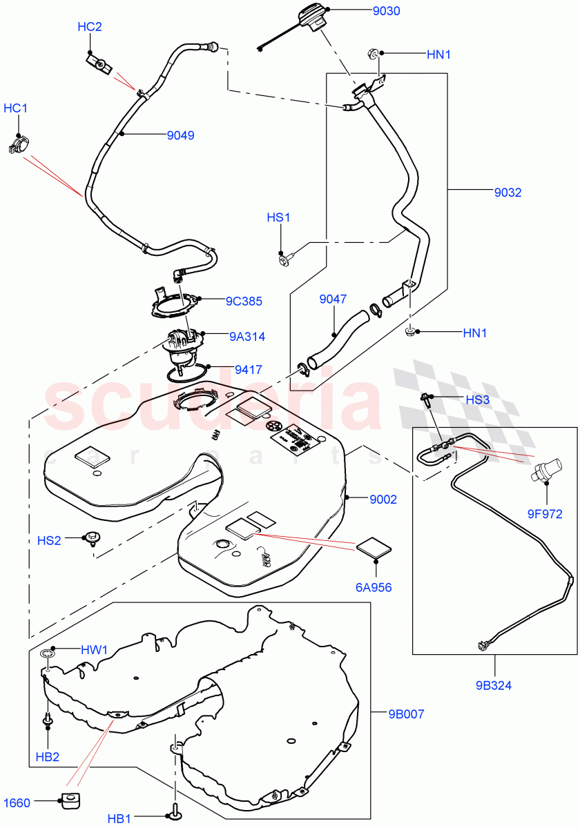 Fuel Tank & Related Parts (3.0L DOHC GDI SC V6 PETROL) of Land Rover Land Rover Range Rover Sport (2014+) [3.0 DOHC GDI SC V6 Petrol]