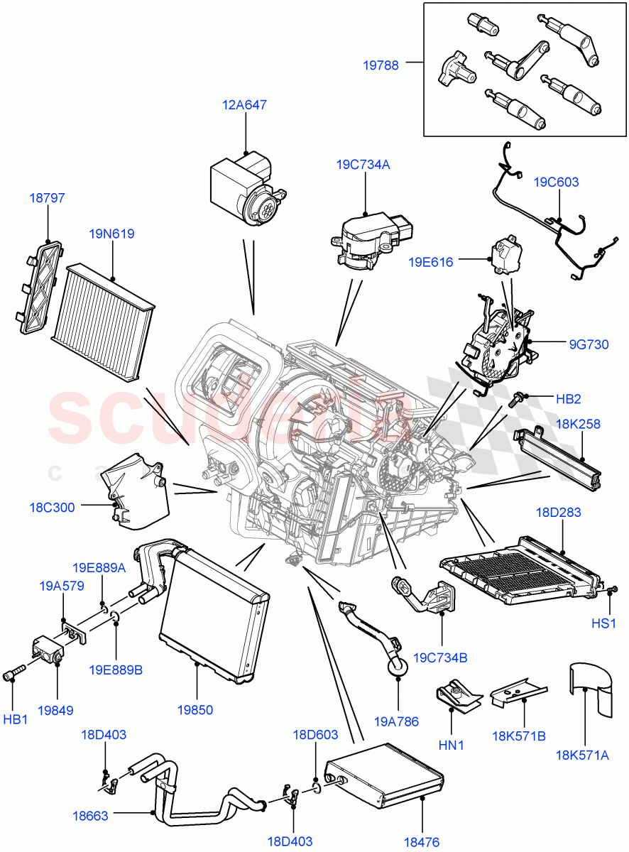 Heater/Air Cond.Internal Components (Itatiaia (Brazil)) ((V) FROMGT000001) of Land Rover Land Rover Range Rover Evoque (2012-2018) [2.2 Single Turbo Diesel]