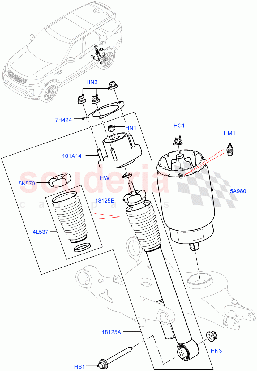 Rear Springs And Shock Absorbers(Nitra Plant Build)((V)FROMM2000001) of Land Rover Land Rover Discovery 5 (2017+) [3.0 I6 Turbo Diesel AJ20D6]
