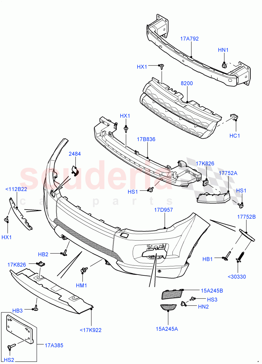 Radiator Grille And Front Bumper (Changsu (China), Non Sport/Dynamic) ((V) FROMEG000001, (V) TOGG134737) of Land Rover Land Rover Range Rover Evoque (2012-2018) [2.0 Turbo Petrol GTDI]