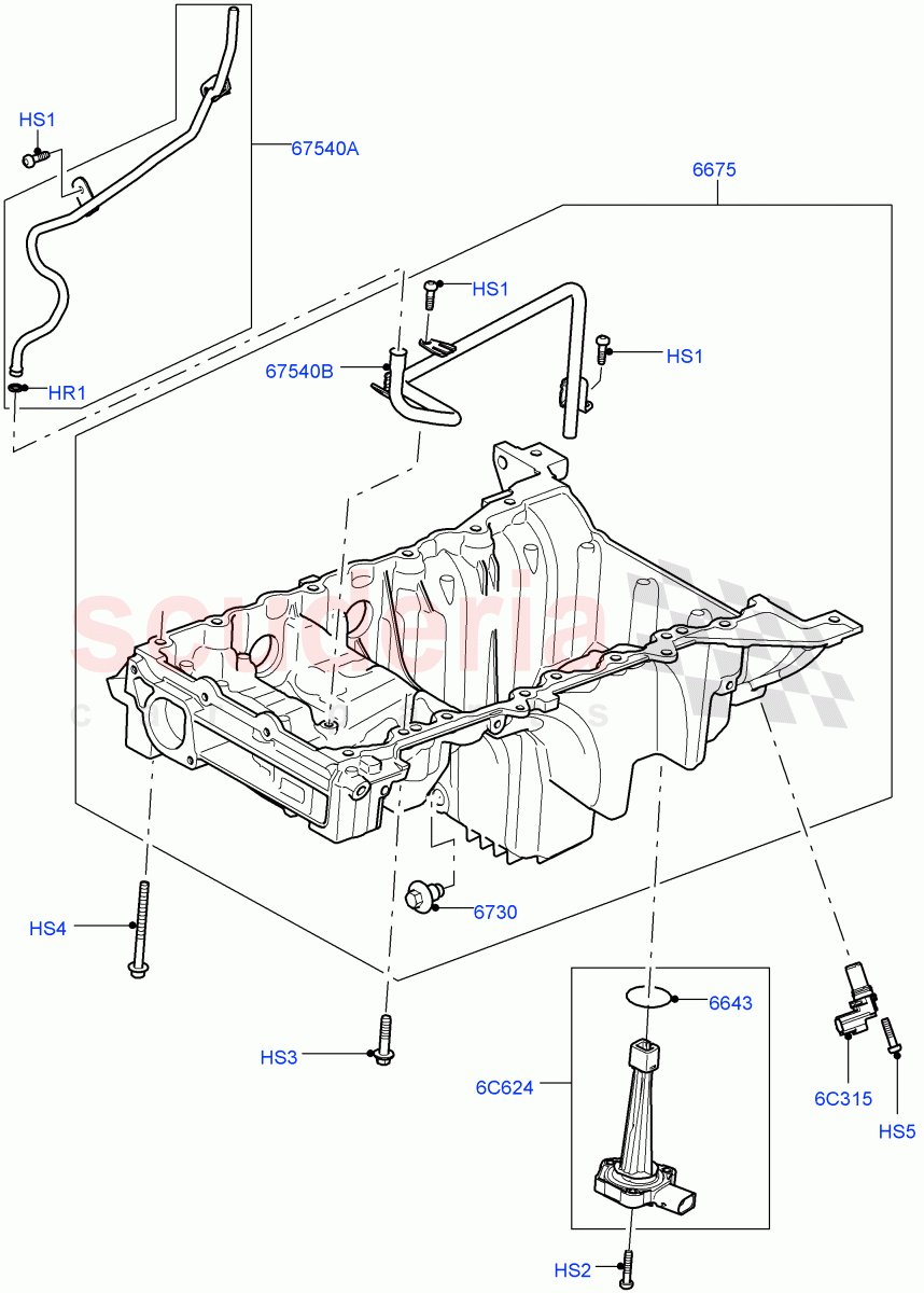 Oil Pan/Oil Level Indicator(5.0L OHC SGDI SC V8 Petrol - AJ133,5.0 Petrol AJ133 DOHC CDA,5.0L P AJ133 DOHC CDA S/C Enhanced) of Land Rover Land Rover Range Rover Sport (2014+) [5.0 OHC SGDI SC V8 Petrol]