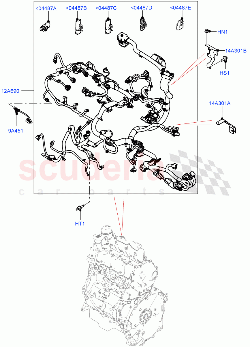 Electrical Wiring - Engine And Dash(Engine)(2.0L I4 DSL MID DOHC AJ200,Halewood (UK),2.0L I4 DSL HIGH DOHC AJ200)((V)FROMJH000001) of Land Rover Land Rover Range Rover Evoque (2012-2018) [2.0 Turbo Petrol GTDI]