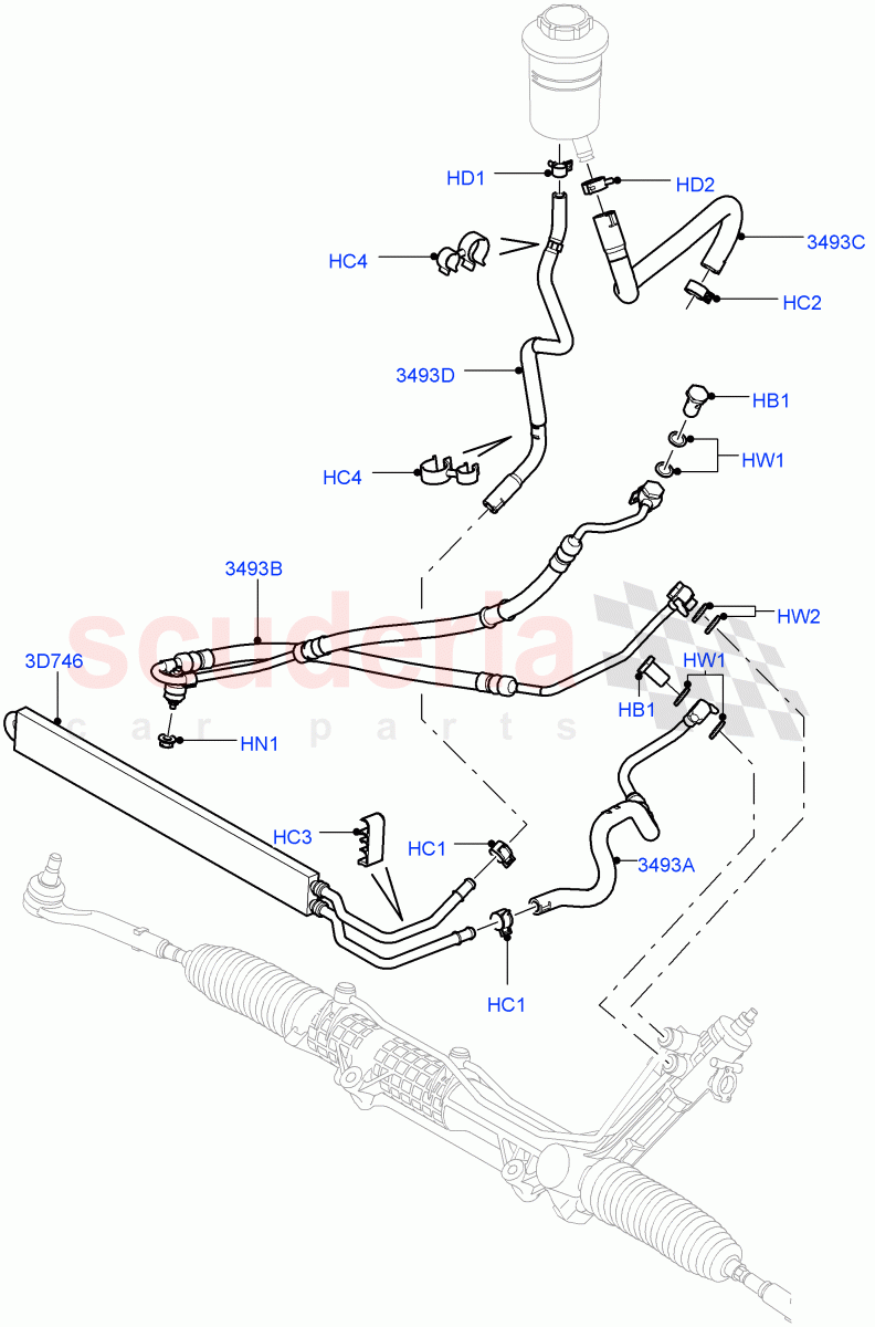 Supply & Return Hoses - Power Strg(5.0L OHC SGDI NA V8 Petrol - AJ133,5.0L OHC SGDI SC V8 Petrol - AJ133)((V)FROMAA000001) of Land Rover Land Rover Range Rover (2010-2012) [3.6 V8 32V DOHC EFI Diesel]