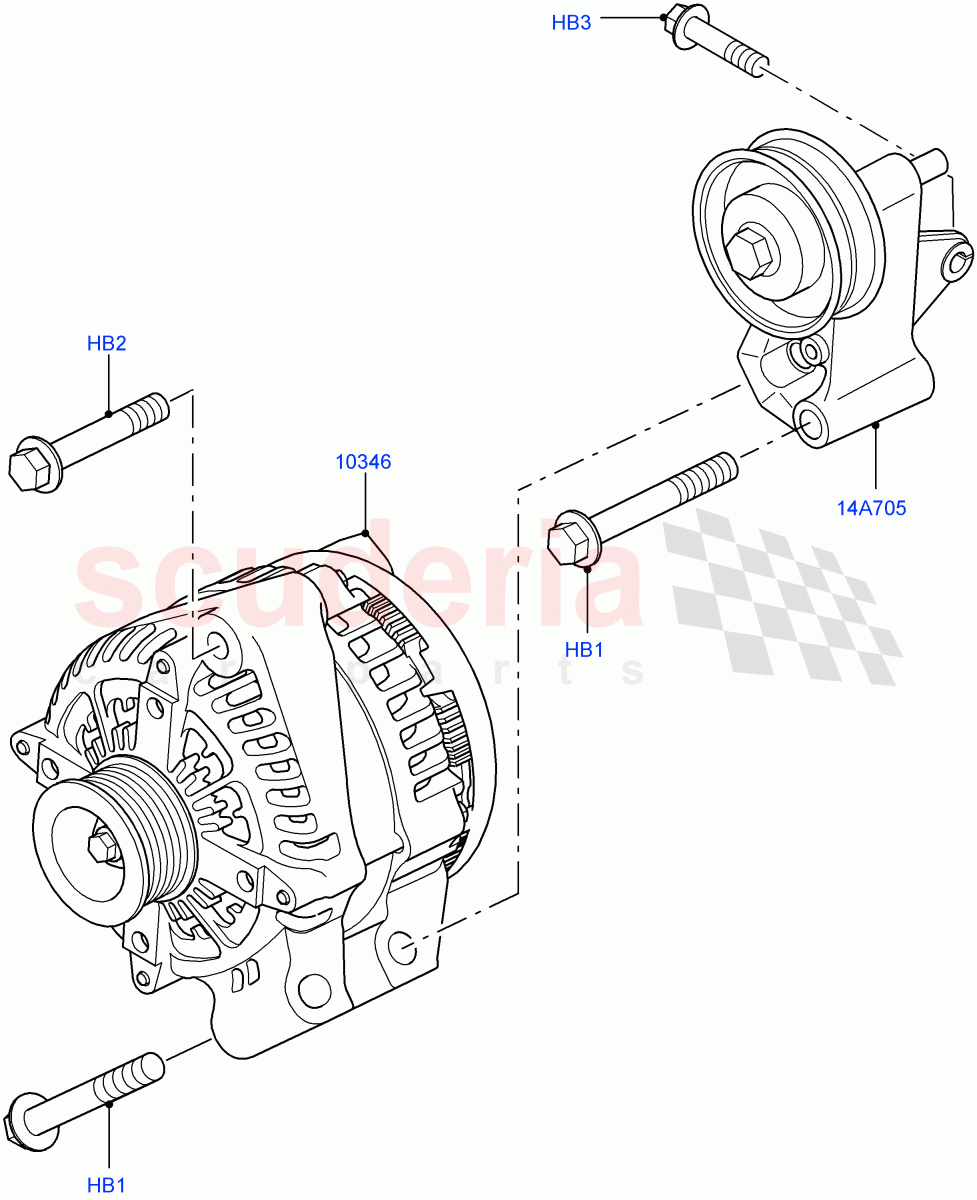 Alternator And Mountings (4.4L DOHC DITC V8 Diesel) ((V) FROMBA000001) of Land Rover Land Rover Range Rover (2010-2012) [5.0 OHC SGDI NA V8 Petrol]
