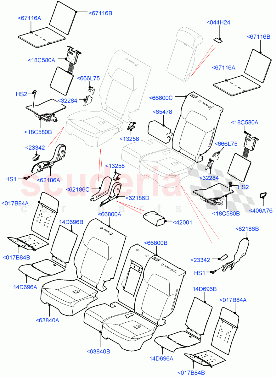 Rear Seat Pads/Valances & Heating(Version - Core,Non SVR) of Land Rover Land Rover Range Rover Sport (2014+) [3.0 Diesel 24V DOHC TC]