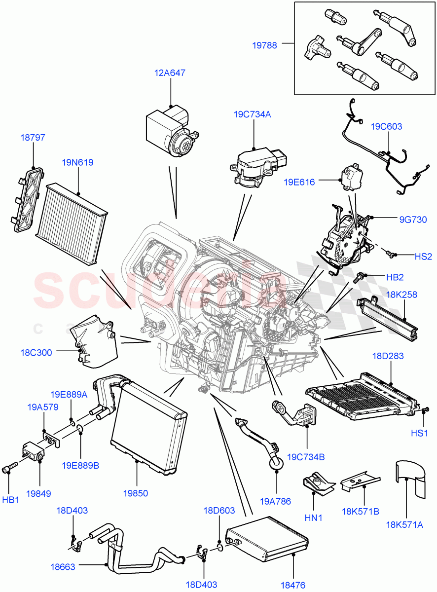 Heater/Air Cond.Internal Components (Halewood (UK)) of Land Rover Land Rover Range Rover Evoque (2012-2018) [2.0 Turbo Diesel]