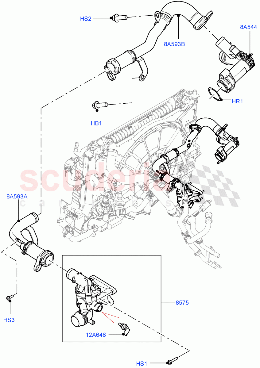 Thermostat/Housing & Related Parts (2.0L AJ21D4 Diesel Mid) ((V) FROMMA000001) of Land Rover Land Rover Range Rover Velar (2017+) [2.0 Turbo Diesel AJ21D4]
