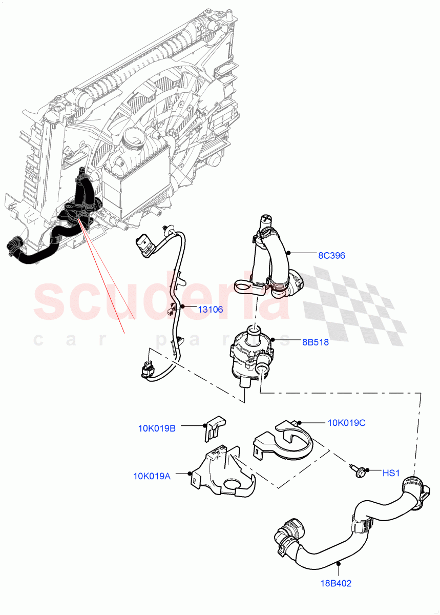Water Pump (Auxiliary Unit) (2.0L I4 Mid DOHC AJ200 Petrol) of Land Rover Land Rover Range Rover Velar (2017+) [2.0 Turbo Petrol AJ200P]