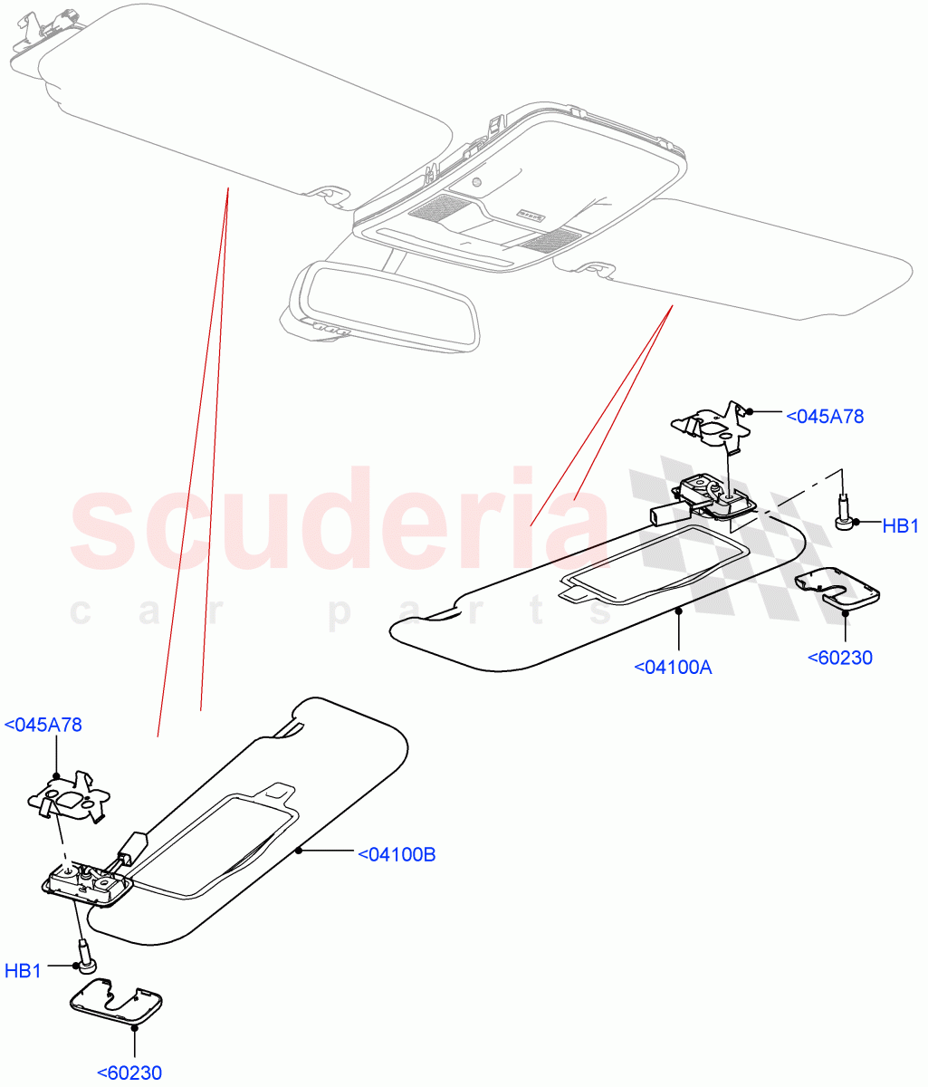 Headlining And Sun Visors of Land Rover Land Rover Range Rover Velar (2017+) [3.0 I6 Turbo Petrol AJ20P6]