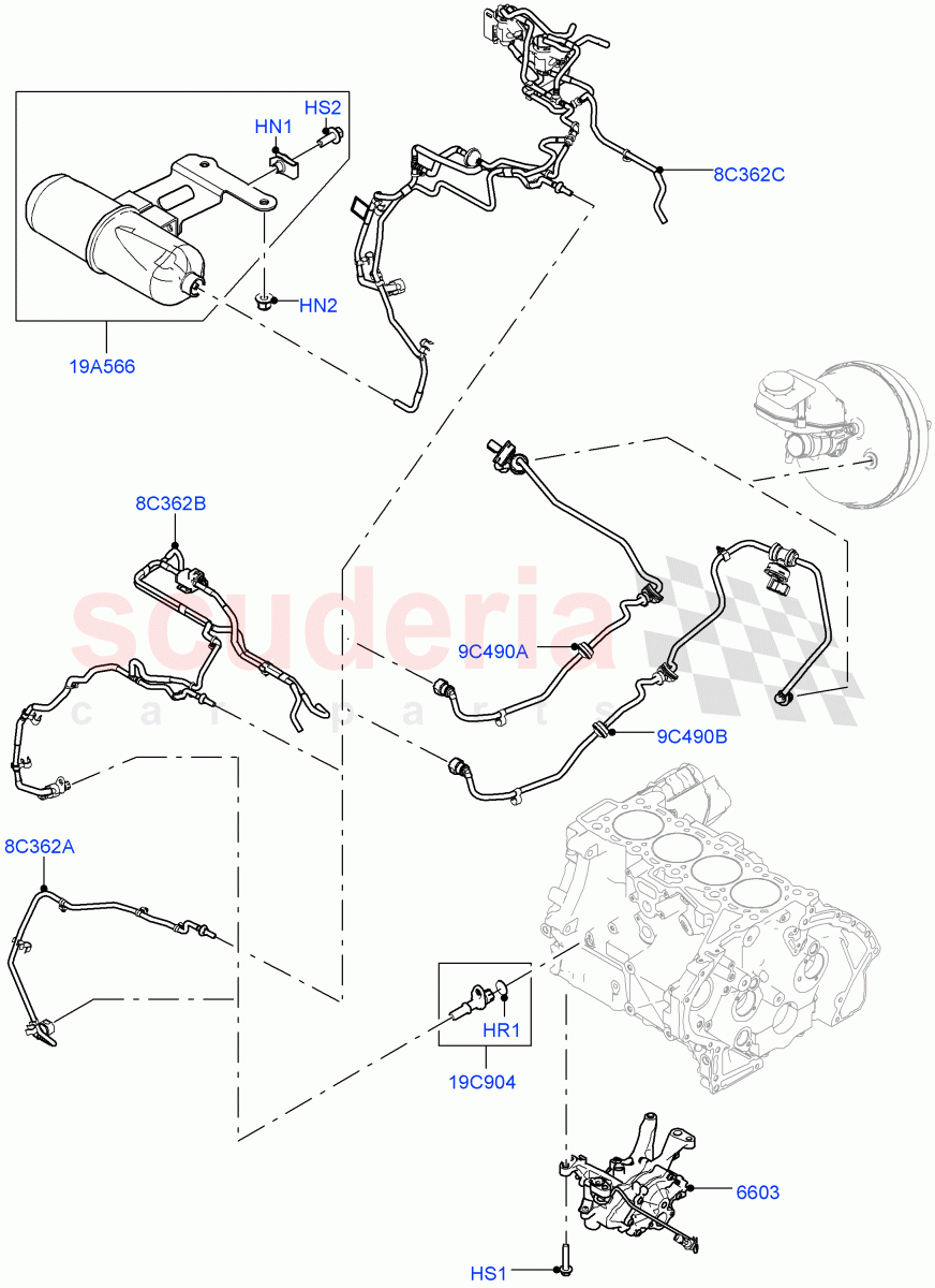 Vacuum Control And Air Injection (2.0L I4 DSL HIGH DOHC AJ200, Halewood (UK), Starter - Stop/Start System, 2.0L I4 DSL MID DOHC AJ200) of Land Rover Land Rover Range Rover Evoque (2012-2018) [2.0 Turbo Diesel]