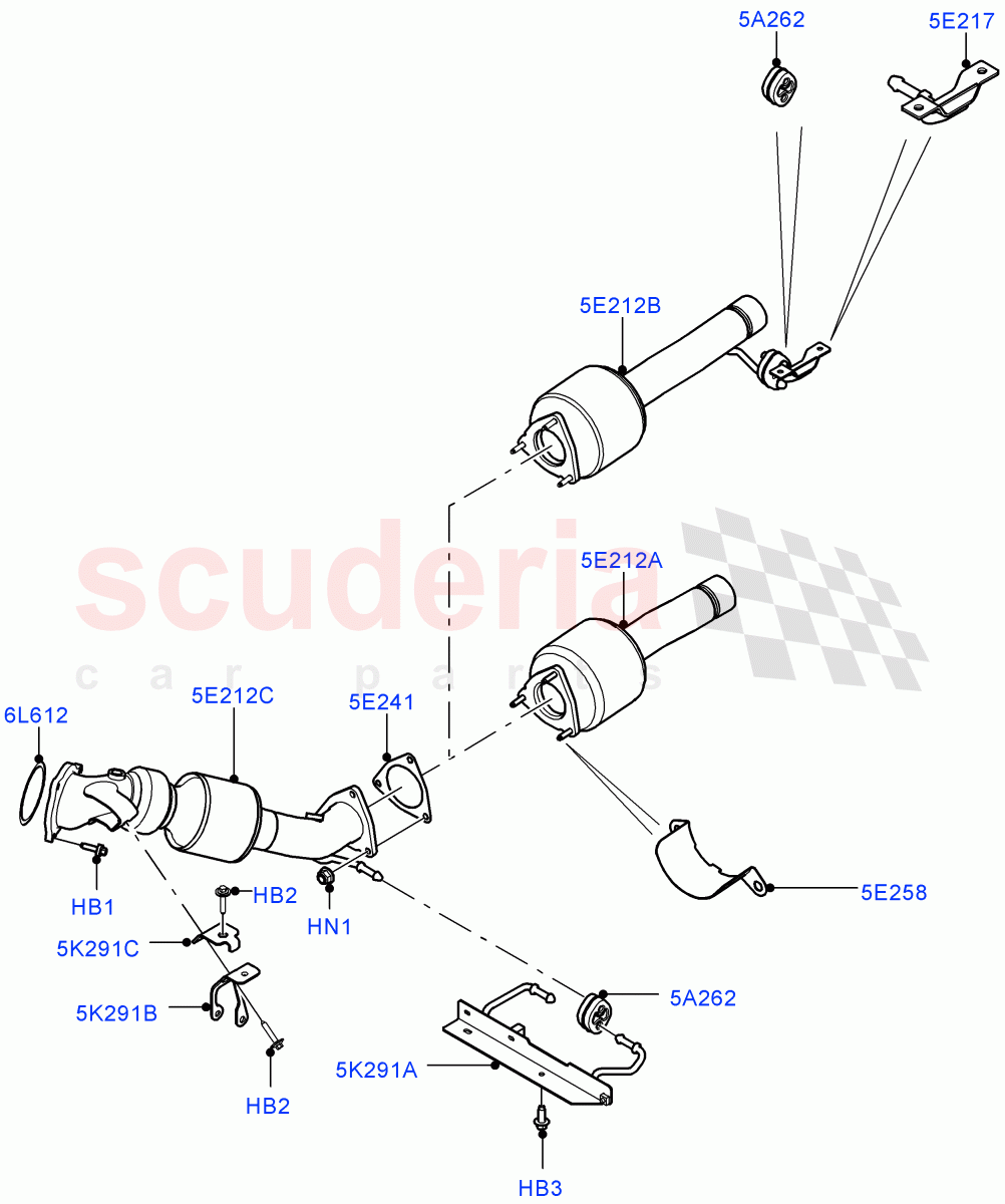 Front Exhaust System(Front Section)(2.0L 16V TIVCT T/C 240PS Petrol,Itatiaia (Brazil))((V)FROMGT000001) of Land Rover Land Rover Discovery Sport (2015+) [2.0 Turbo Petrol GTDI]