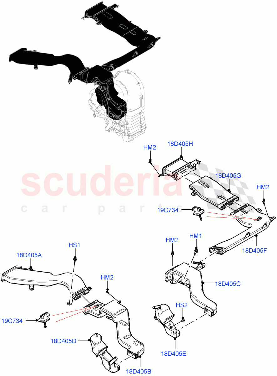 Air Vents, Louvres And Ducts (Rear, Footwell Duct) (Less 3rd Row Rear Seat, Premium Air Conditioning-Front/Rear) of Land Rover Land Rover Range Rover (2022+) [4.4 V8 Turbo Petrol NC10]