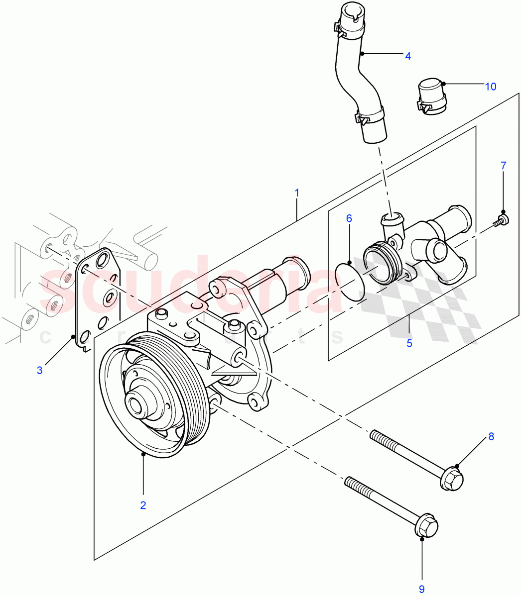 Water Pump (2.4L Duratorq-TDCi HPCR (140PS) -Puma) ((V) FROM7A000001, (V) TOBA999999) of Land Rover Land Rover Defender (2007-2016)