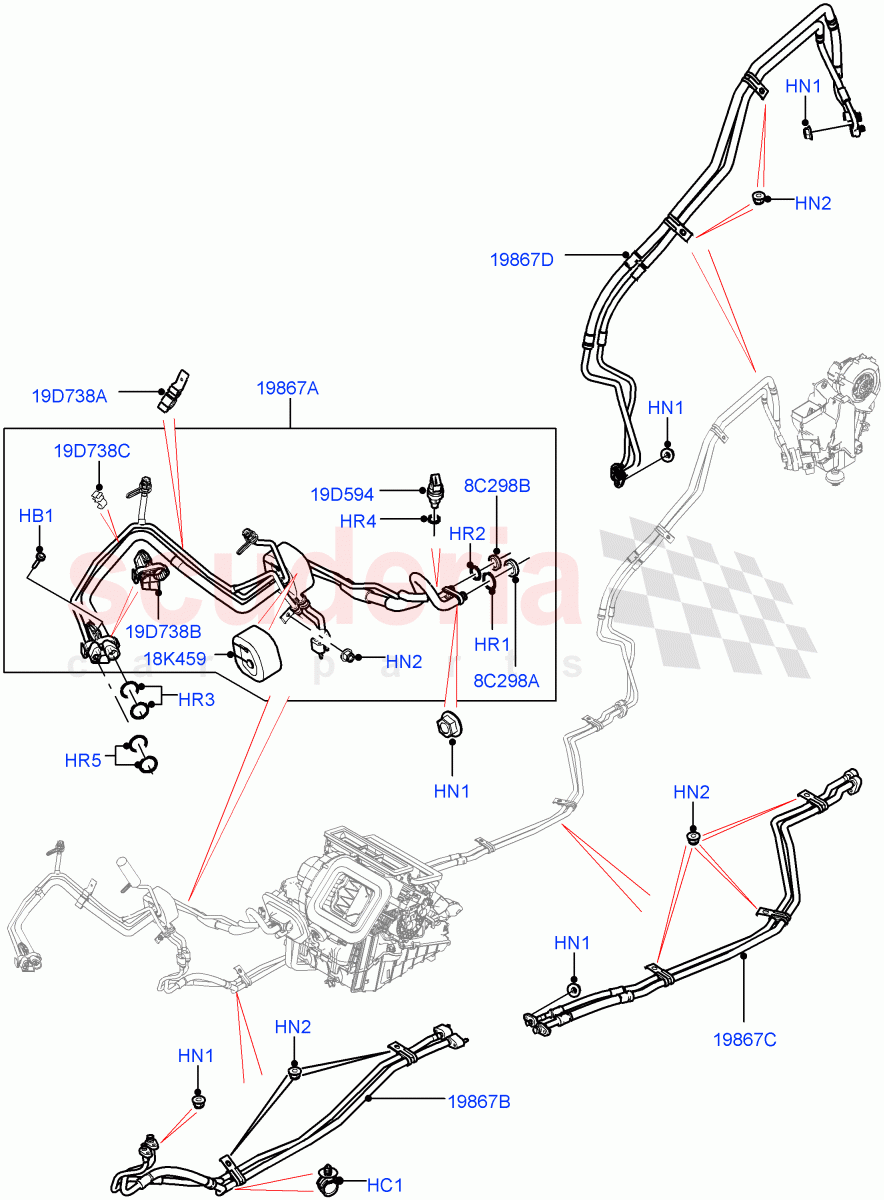 Air Conditioning System(Changsu (China),Climate Control - Chiller Unit,Air Conditioning Refrigerant-R134A)((V)FROMFG000001,(V)TOKG446856) of Land Rover Land Rover Discovery Sport (2015+) [2.0 Turbo Diesel AJ21D4]