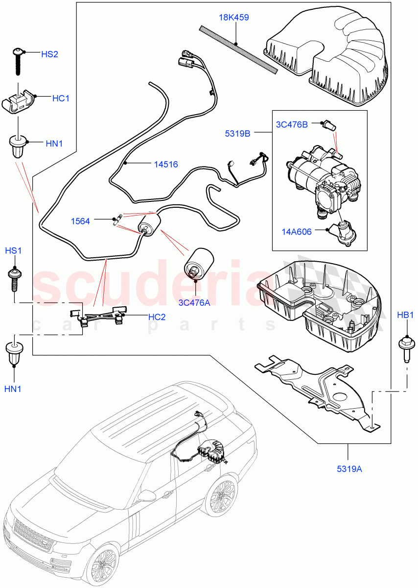 Air Suspension Compressor And Lines(Compressor Assy)((V)TOHA999999) of Land Rover Land Rover Range Rover (2012-2021) [3.0 DOHC GDI SC V6 Petrol]