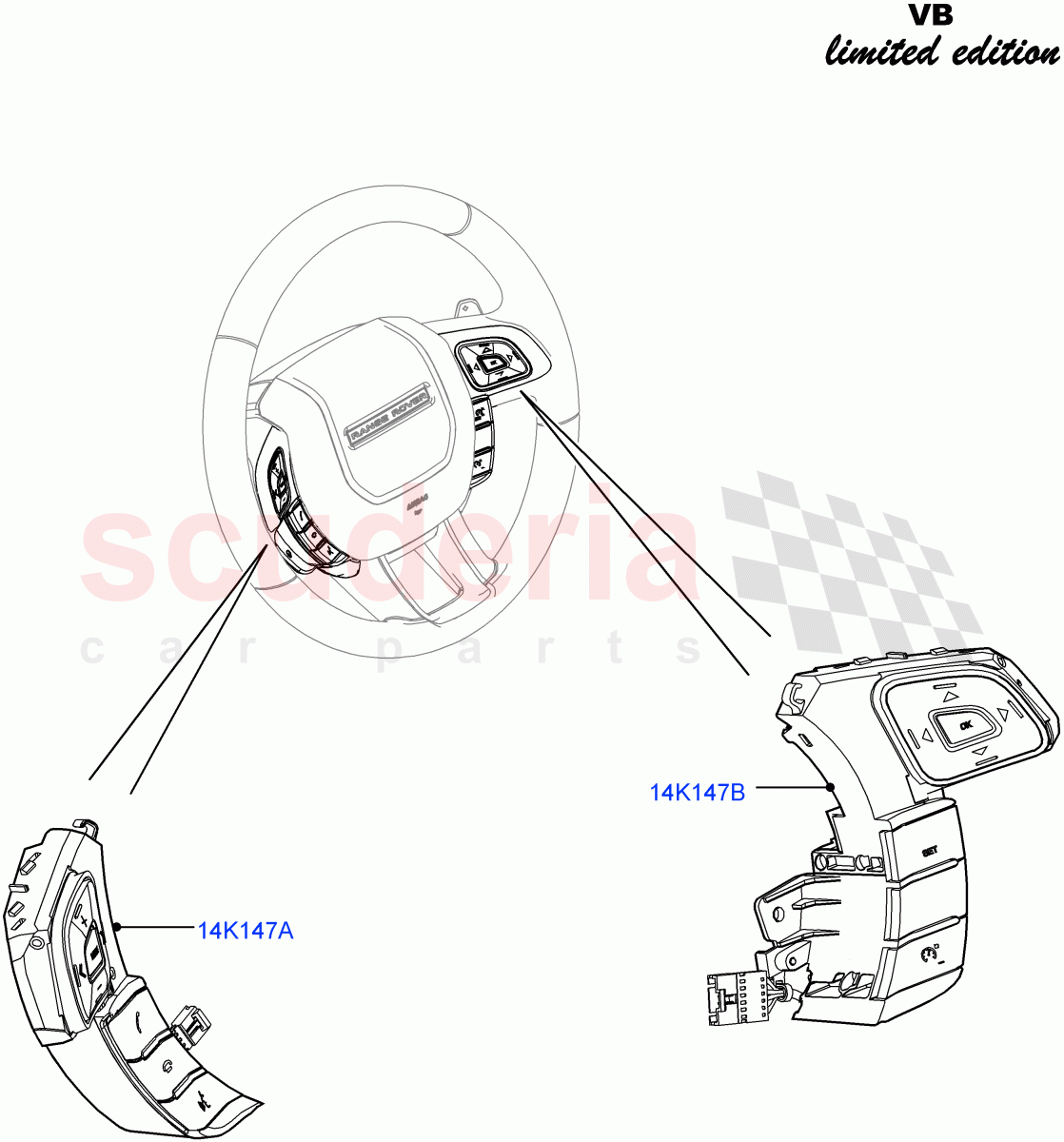 Switches (Steering Wheel) (Victoria Beckham Limited Edition, Halewood (UK)) of Land Rover Land Rover Range Rover Evoque (2012-2018) [2.0 Turbo Diesel]