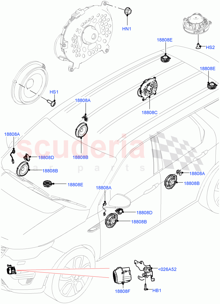 Speakers(Changsu (China),Premium Audio 1280 W)((V)FROMFG000001) of Land Rover Land Rover Discovery Sport (2015+) [2.0 Turbo Diesel AJ21D4]