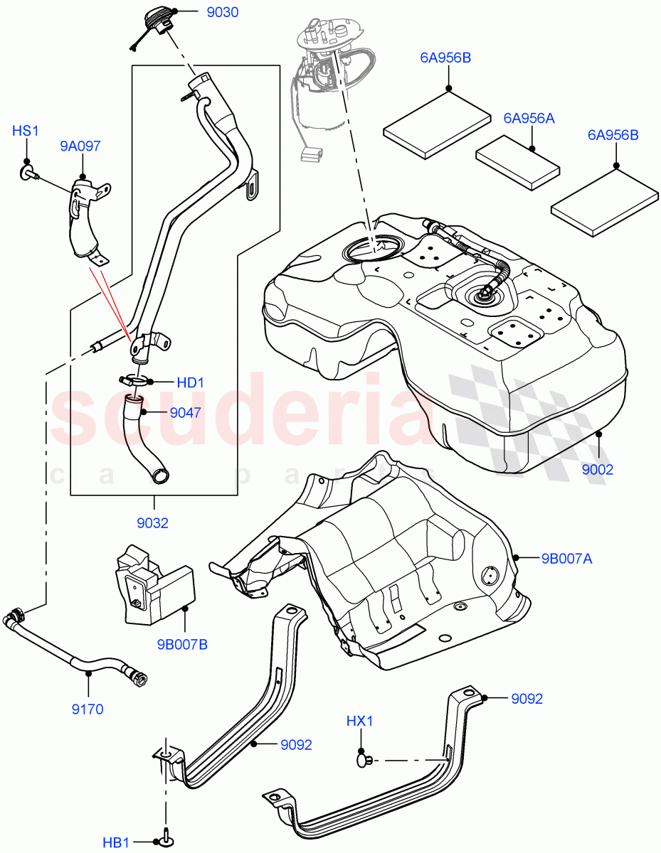 Fuel Tank & Related Parts (2.0L AJ20P4 Petrol Mid PTA, Changsu (China)) ((V) FROMKG446857) of Land Rover Land Rover Discovery Sport (2015+) [2.0 Turbo Petrol AJ200P]