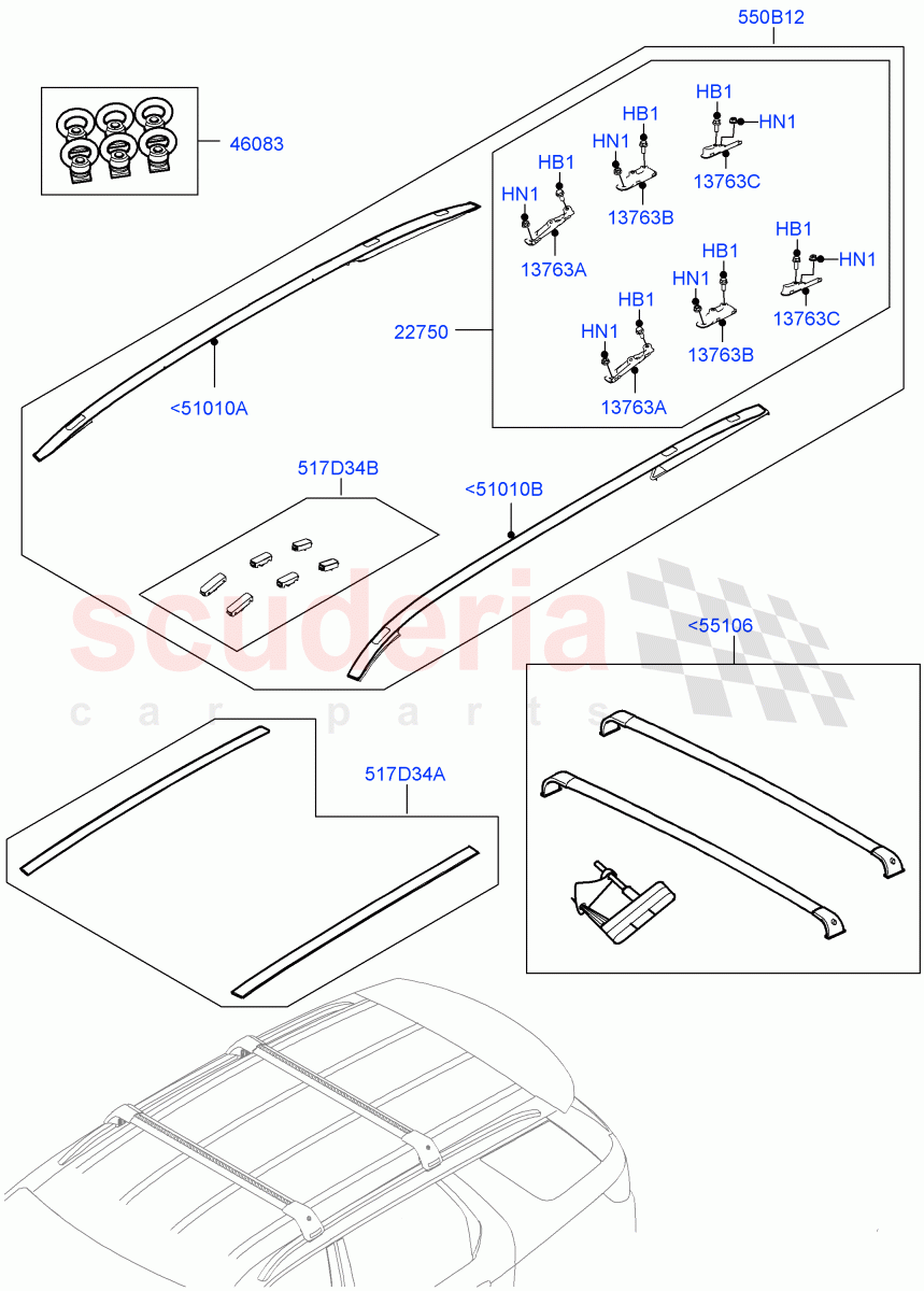 Roof Rails & Crossbars(Accessory)(Halewood (UK),Itatiaia (Brazil)) of Land Rover Land Rover Discovery Sport (2015+) [2.0 Turbo Petrol AJ200P]