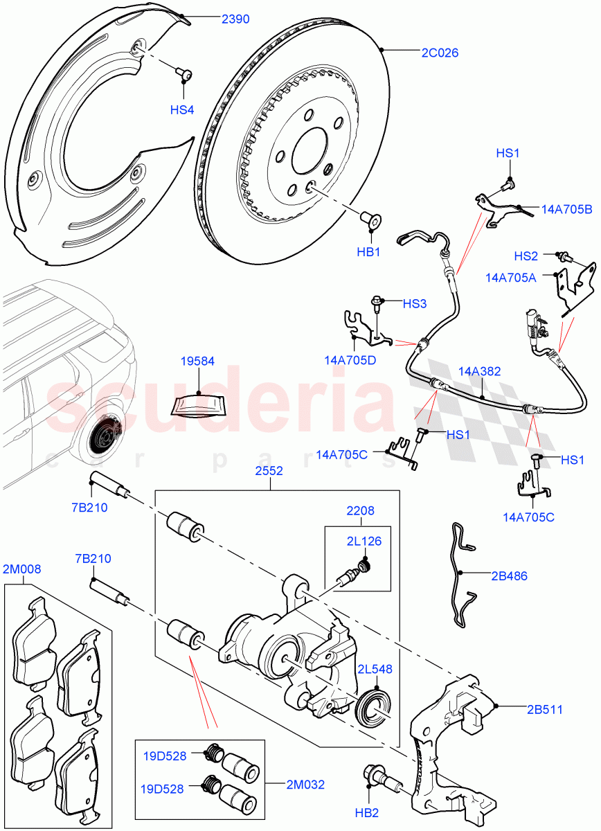 Rear Brake Discs And Calipers (Halewood (UK), Disc Brake Size Frt 17/RR 17, Disc And Caliper Size-Frt 18/RR 17) ((V) FROMLH000001) of Land Rover Land Rover Discovery Sport (2015+) [2.0 Turbo Diesel AJ21D4]