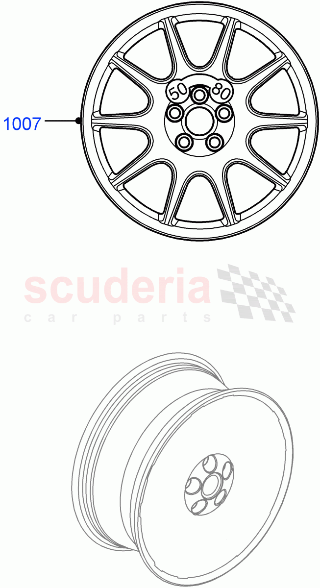 Spare Wheel(Solihull Plant Build)(With Mini Alloy Spare Wheel,With Mini Aluminium Spare Wheel)((V)FROMHA000001) of Land Rover Land Rover Discovery 5 (2017+) [3.0 I6 Turbo Diesel AJ20D6]