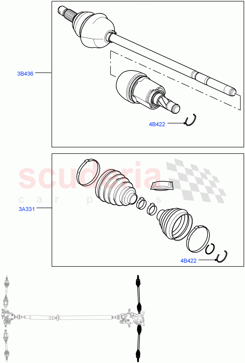 Drive Shaft - Rear Axle Drive(6 Speed Auto AWF21 AWD,Halewood (UK),6 Speed Manual Trans M66 - AWD,9 Speed Auto AWD) of Land Rover Land Rover Range Rover Evoque (2012-2018) [2.2 Single Turbo Diesel]