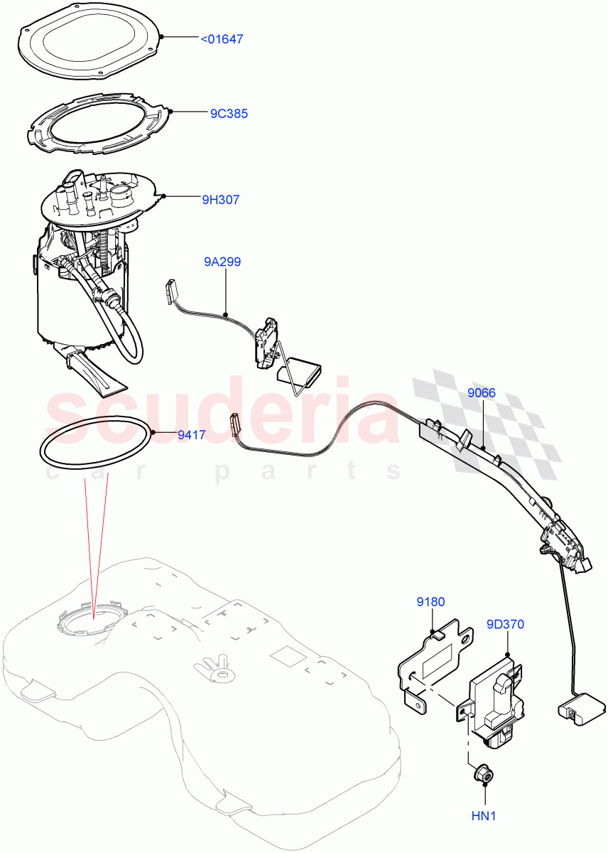 Fuel Pump And Sender Unit(2.0L AJ20D4 Diesel Mid PTA,Halewood (UK),2.0L AJ20D4 Diesel LF PTA,2.0L AJ20D4 Diesel High PTA) of Land Rover Land Rover Range Rover Evoque (2019+) [2.0 Turbo Diesel]