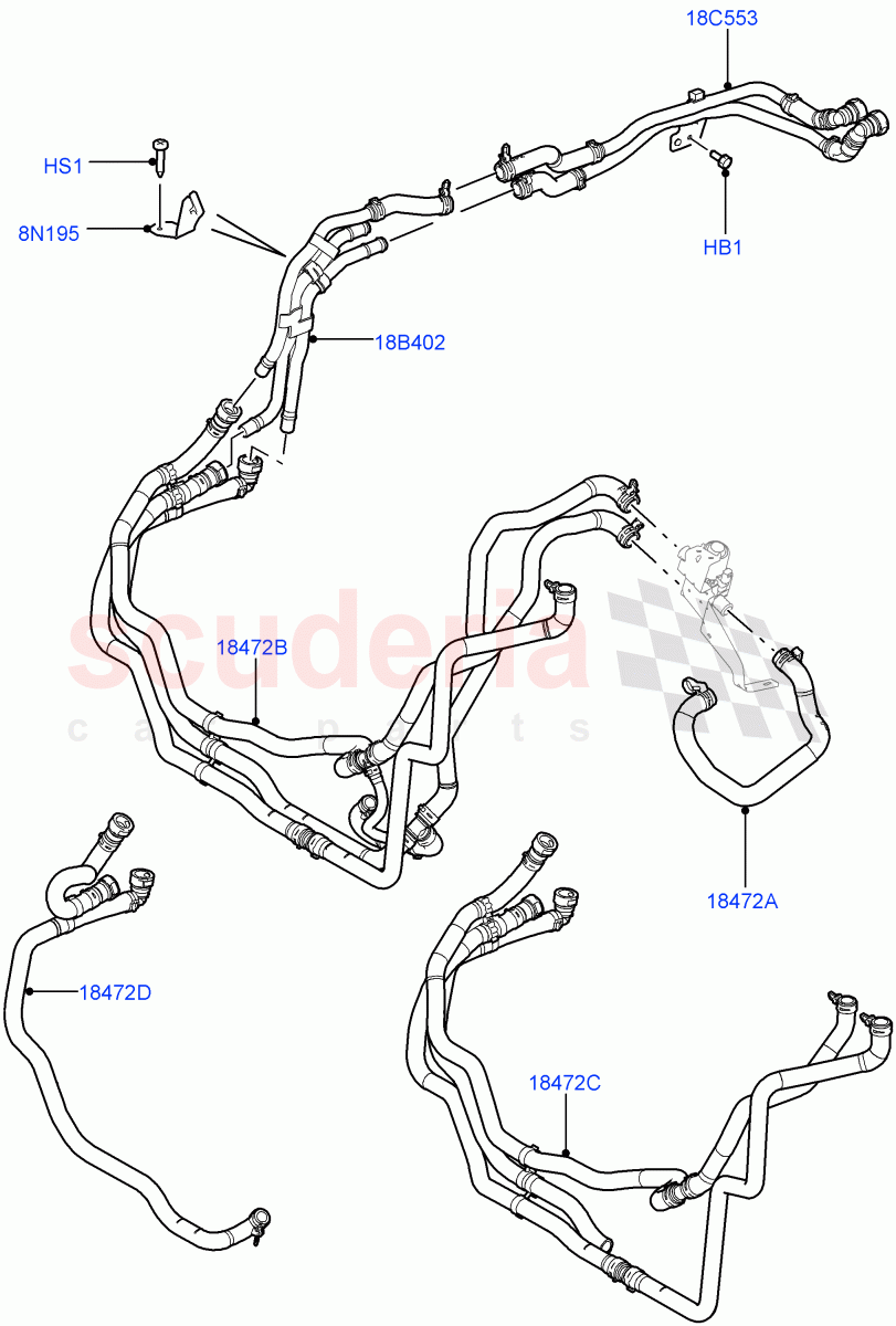 Heater Hoses(3.0L 24V DOHC V6 TC Diesel)((V)FROMAA000001) of Land Rover Land Rover Range Rover Sport (2010-2013) [3.6 V8 32V DOHC EFI Diesel]