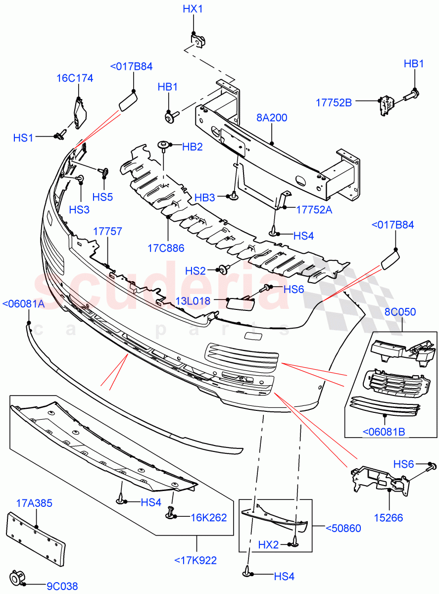 Radiator Grille And Front Bumper((V)TOHA999999) of Land Rover Land Rover Range Rover (2012-2021) [3.0 Diesel 24V DOHC TC]