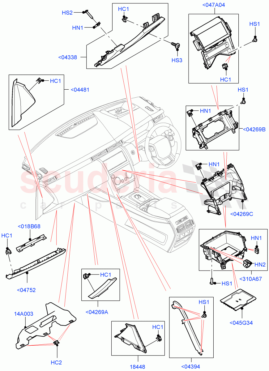 Instrument Panel(Lower, External)(Halewood (UK))((V)FROMLH000001) of Land Rover Land Rover Discovery Sport (2015+) [2.0 Turbo Diesel AJ21D4]