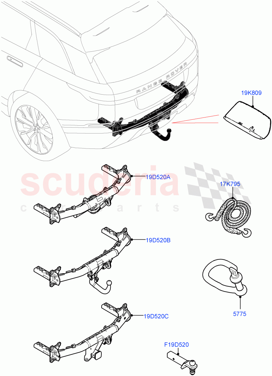 Towing Equipment of Land Rover Land Rover Range Rover Velar (2017+) [3.0 I6 Turbo Diesel AJ20D6]