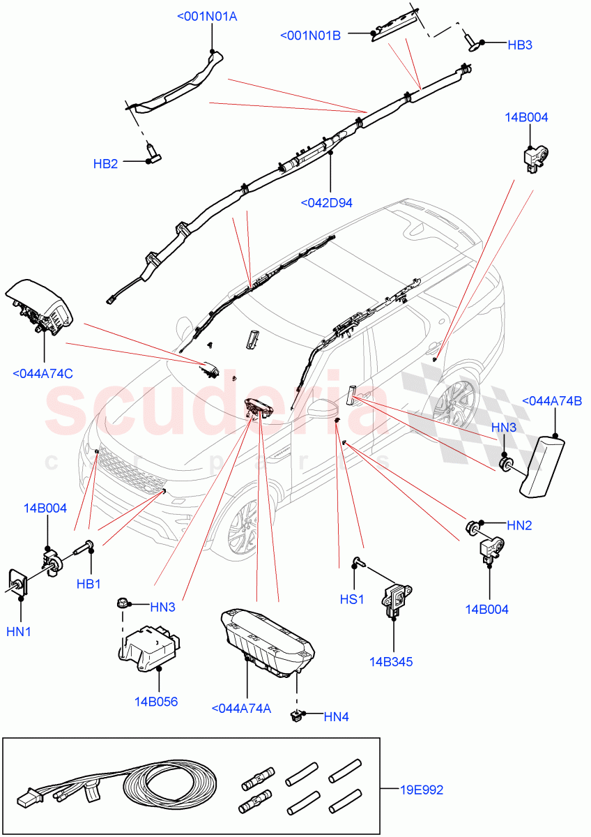 Airbag System(Airbag Modules, Nitra Plant Build)((V)FROMK2000001) of Land Rover Land Rover Discovery 5 (2017+) [3.0 I6 Turbo Petrol AJ20P6]