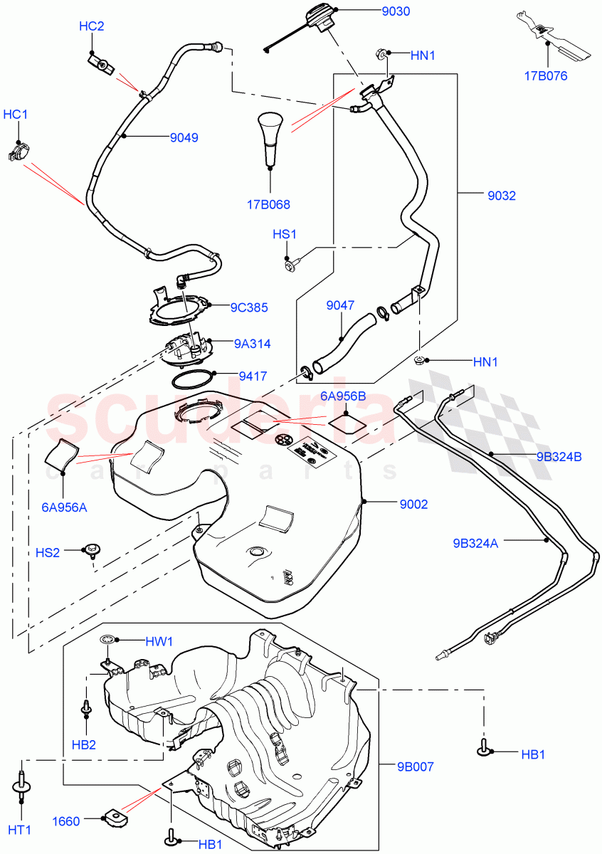 Fuel Tank & Related Parts(3.0L 24V V6 Turbo Diesel Std Flow,3.0 V6 Diesel Electric Hybrid Eng,3.0 V6 D Gen2 Twin Turbo,3.0 V6 D Gen2 Mono Turbo,3.0 V6 D Low MT ROW)((V)FROMEA000001) of Land Rover Land Rover Range Rover (2012-2021) [3.0 Diesel 24V DOHC TC]