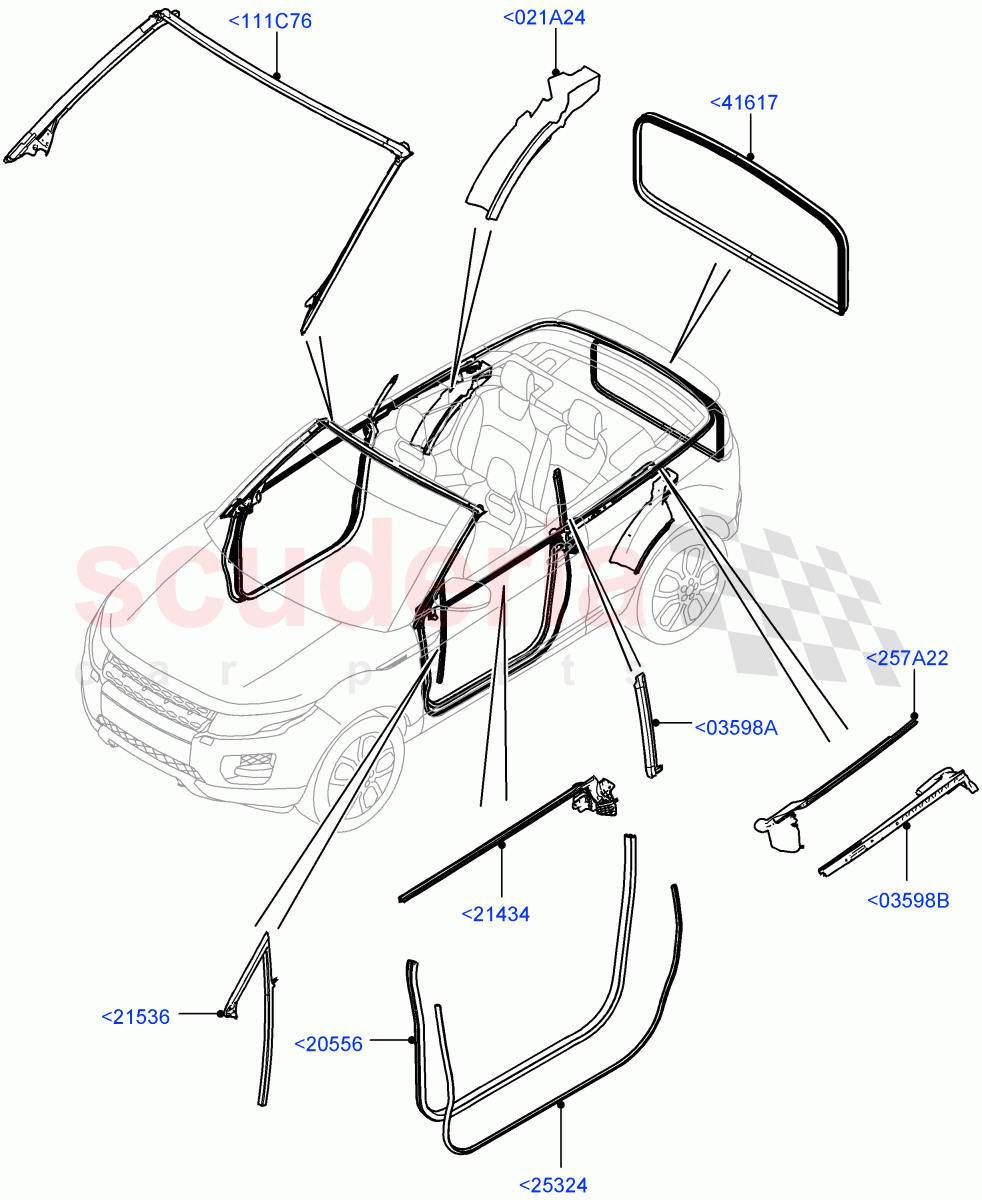 Front Doors, Hinges & Weatherstrips(2 Door Convertible,Halewood (UK)) of Land Rover Land Rover Range Rover Evoque (2012-2018) [2.0 Turbo Diesel]