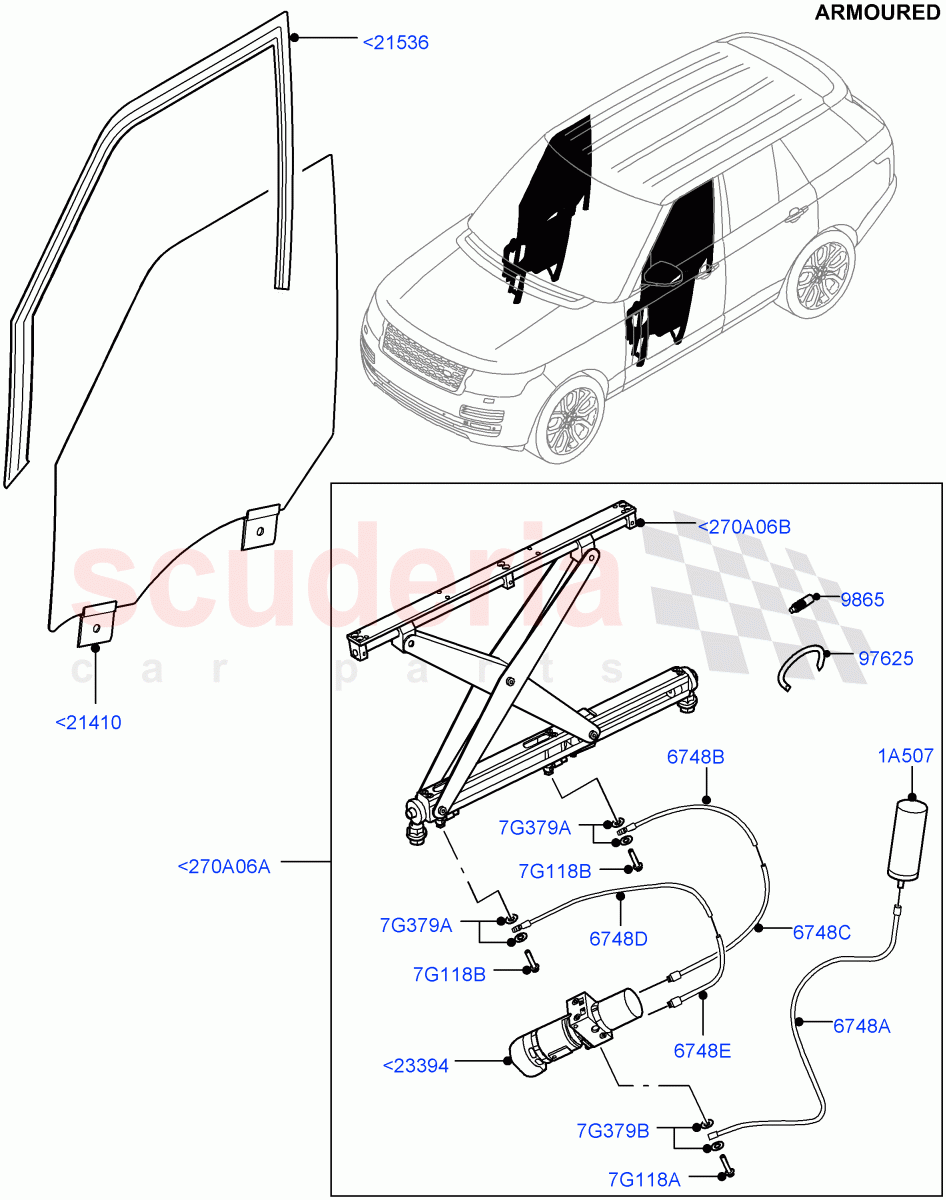 Front Door Glass & Window Controls(Armoured)((V)FROMEA000001) of Land Rover Land Rover Range Rover (2012-2021) [3.0 I6 Turbo Petrol AJ20P6]