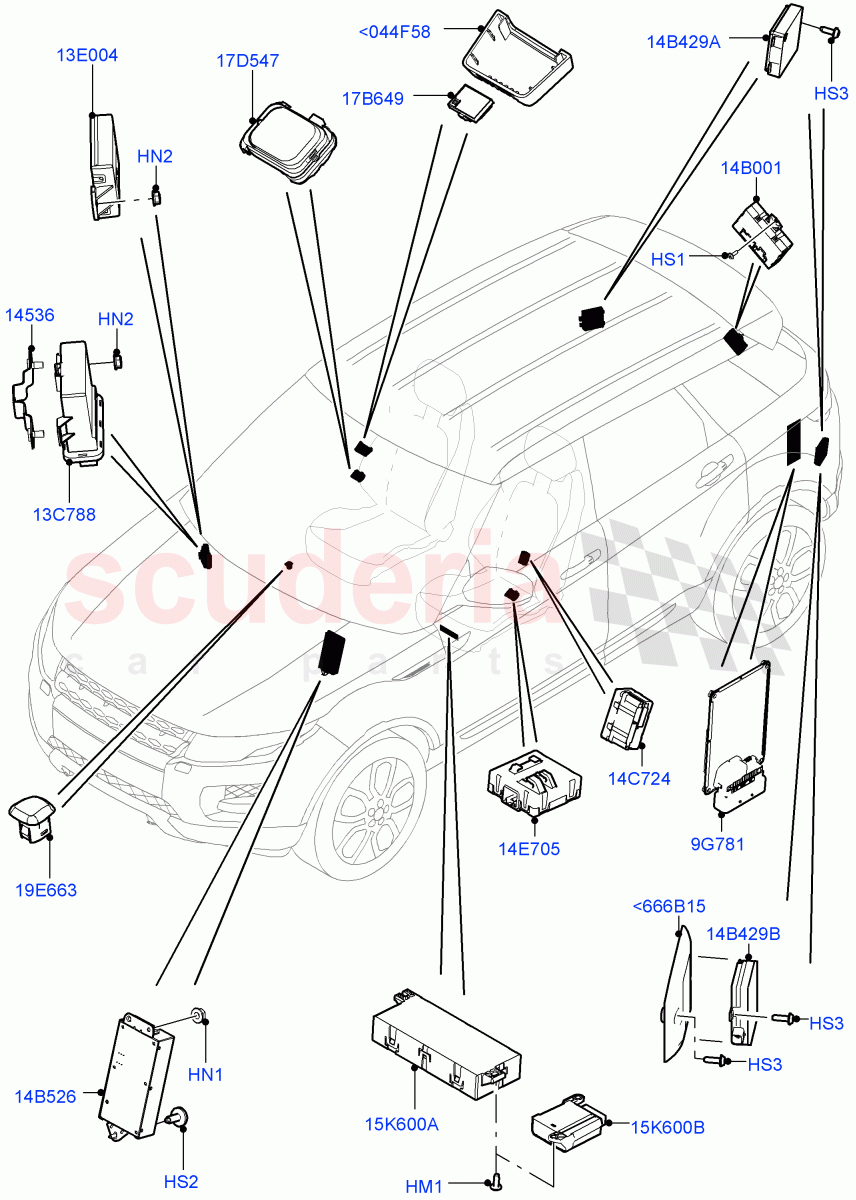 Vehicle Modules And Sensors(Halewood (UK)) of Land Rover Land Rover Range Rover Evoque (2012-2018) [2.2 Single Turbo Diesel]